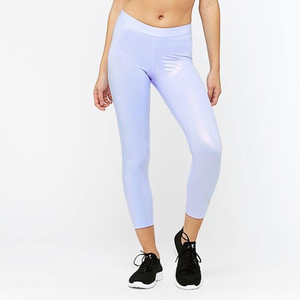 Nike Women's Medium Pro Crop Tights 7/8 Rise Pack Royal Tint Blue Iridescent